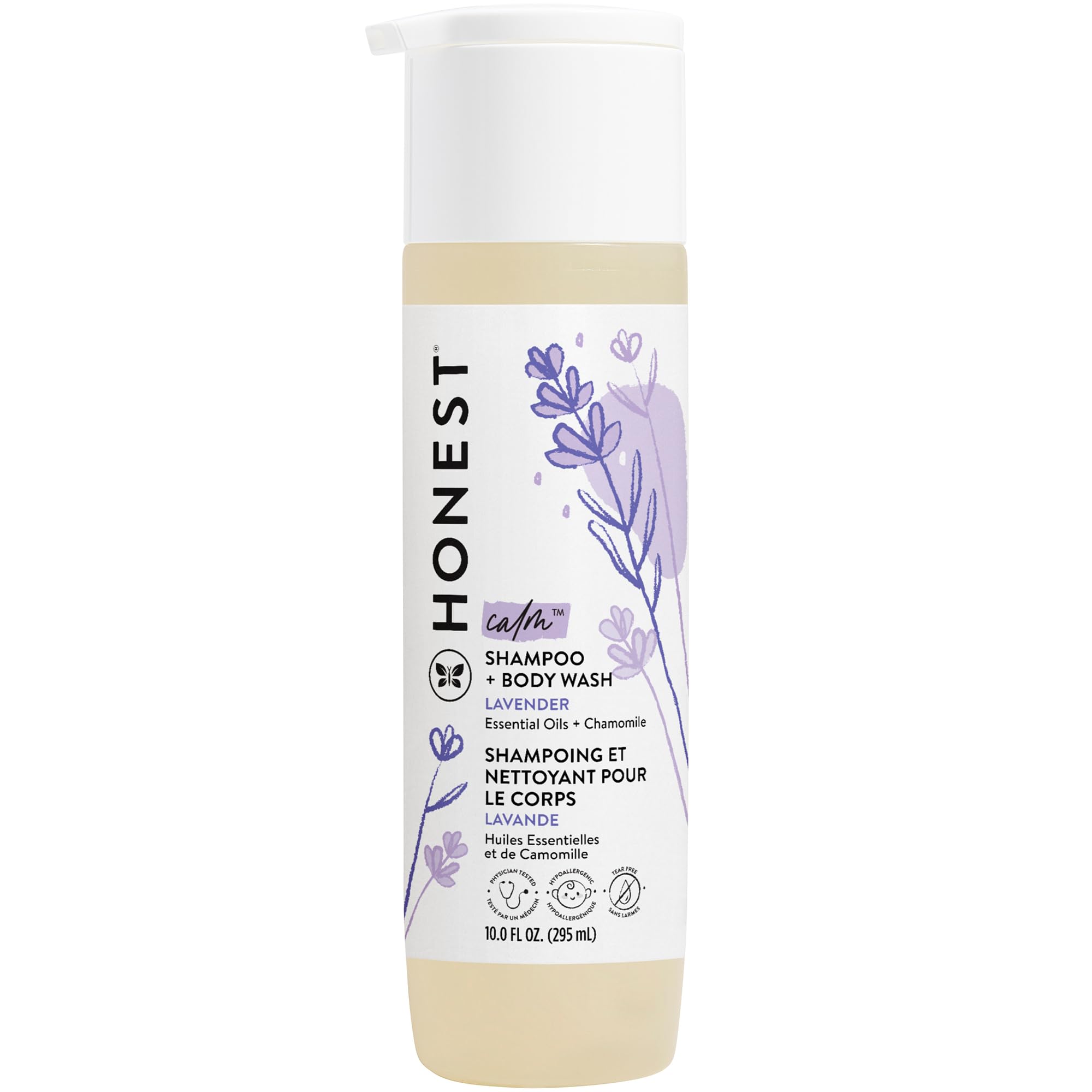 The Honest Company 2-in-1 Cleansing Shampoo + Body Wash | Gentle for Baby | Naturally Derived, Tear-free, Hypoallergenic | Lavender Calm, 10 fl oz